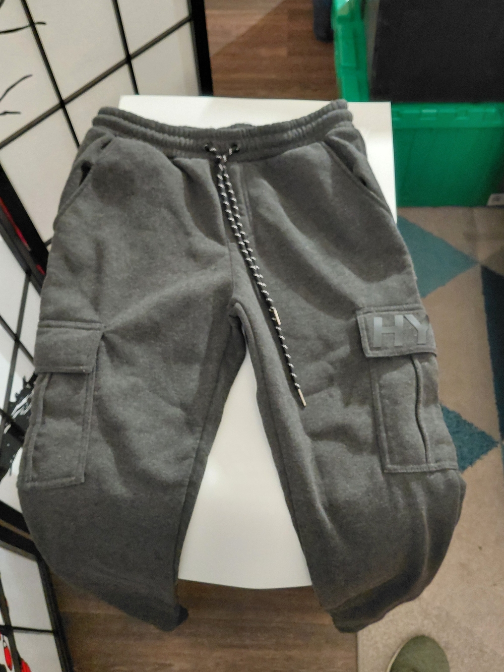 Hype Men's Charcoal Gray Cargo Joggers with Contrast Drawcord